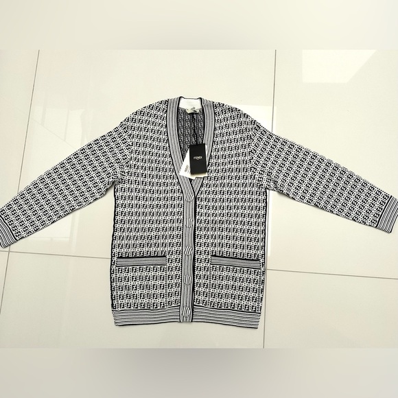 Fendi Wo Logo Ff Interlace Cardigan White - Picture 6 of 7